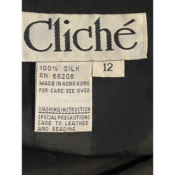 Cliche vintage silk midi/ full skirt size12 black Waist 28  hangs beautifully - Picture 6 of 6